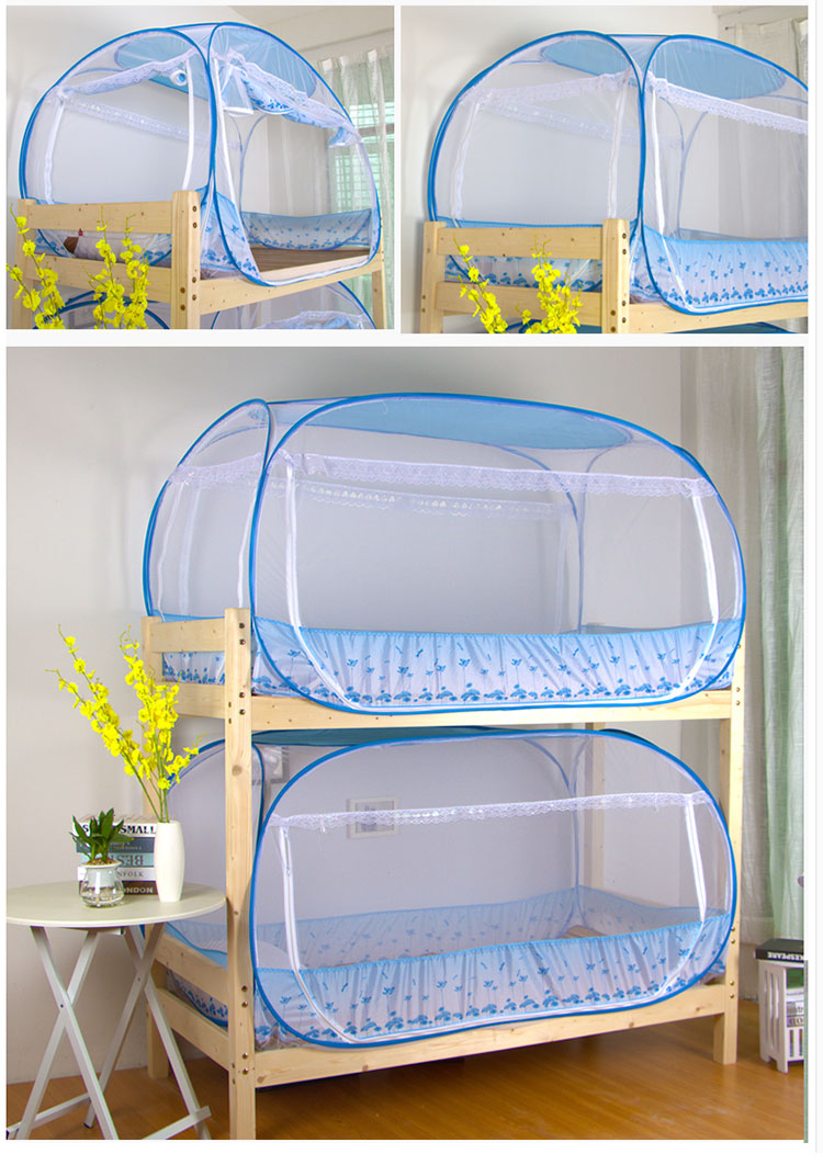 lưới muỗi ký túc xá yurt cài đặt miễn phí dây kéo 0.9m 1,2m giường đơn tầng với hình ảnh dưới - Lưới chống muỗi màn ngủ