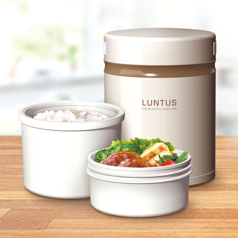 ASVEL insulated lunch box stainless steel double layer adult large capacity microwave oven heated lunch box lunch box insulation bucket