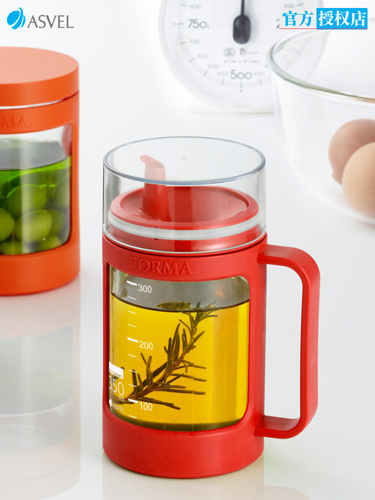 Japan asvel oil jug home kitchen supplies glass soy sauce pot metering oil bottle large number small oil vinegar tank anti-leak