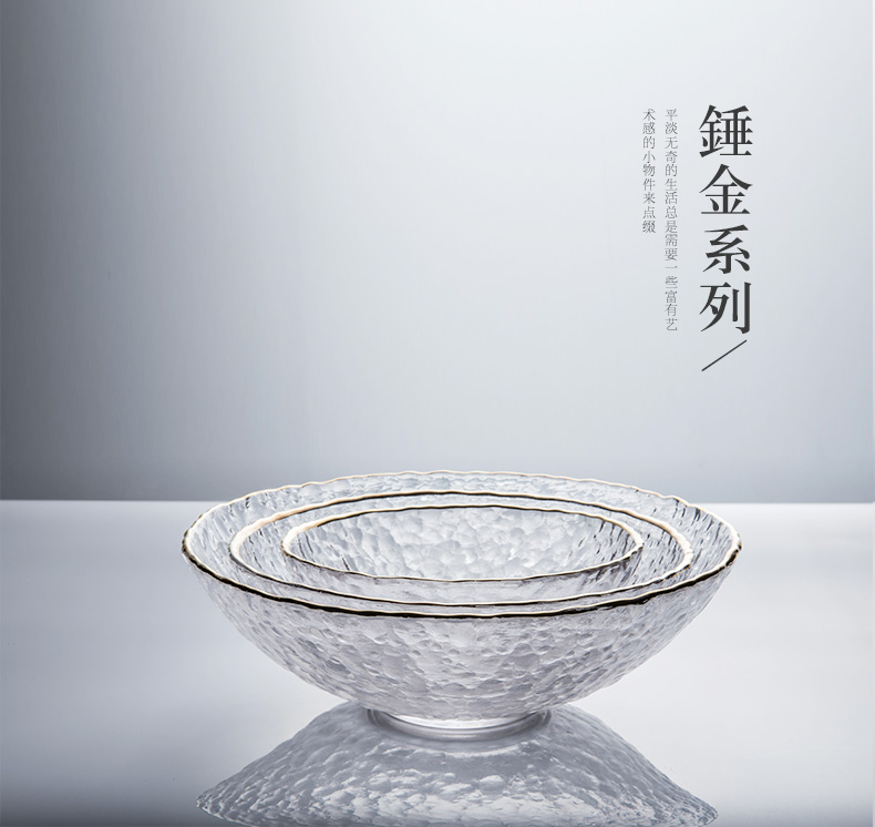 TaoDian creative transparent hammer eye grain glass plate of up phnom penh glass fruit bowl bowl of European style salad bowl western food bowl