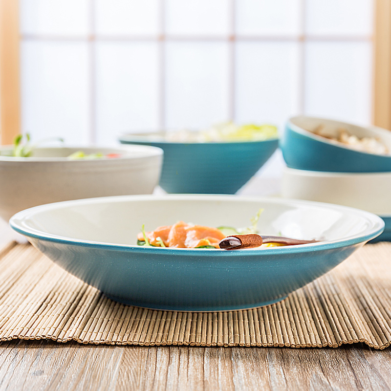 TaoDian Japanese big large creative household contracted large bowl of soup bowl ceramics tableware and 9 inches large bowl of noodles food bowl