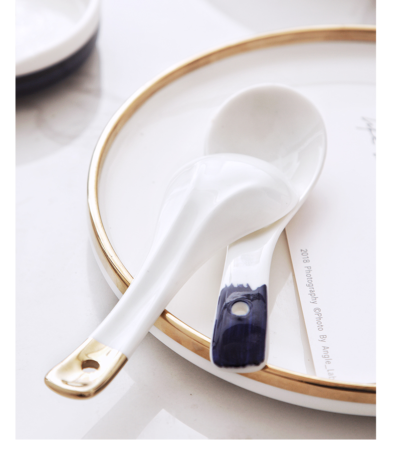 TaoDian small spoon, ceramic household small spoon ladle dipper small ceramic porridge spoon hot pot porridge spoon run out