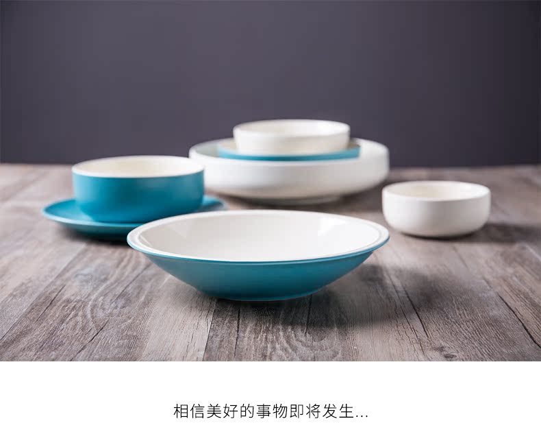 TaoDian Japanese big large creative household contracted large bowl of soup bowl ceramics tableware and 9 inches large bowl of noodles food bowl