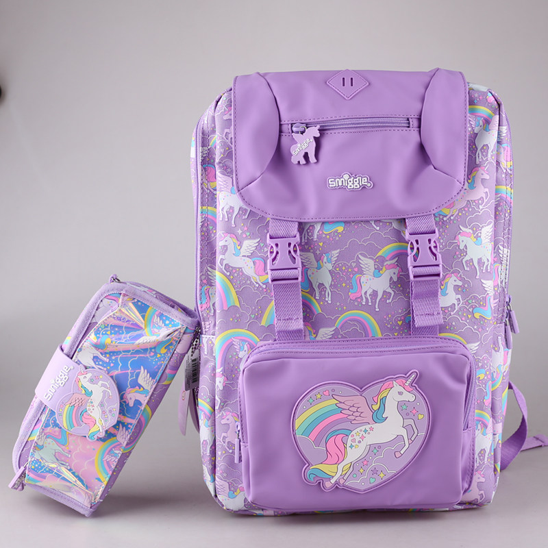 Spot Australia smiggle stationery student shoulders anti-off waist buckle schoolbag outdoor backpack bright unicorn