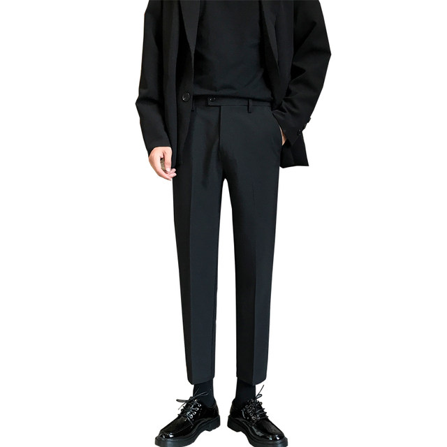 Autumn trousers men's small suit trousers straight-leg men's Korean style trendy nine-point casual pants versatile Hong Kong style suit trousers