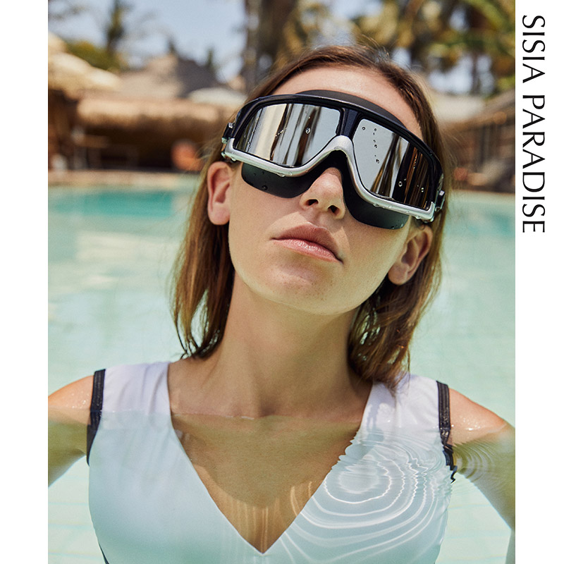 Sisia Swimming Mist Waterproof and Fog-proof HD large frame Black Fashion Swimming Mirror Match Myopia