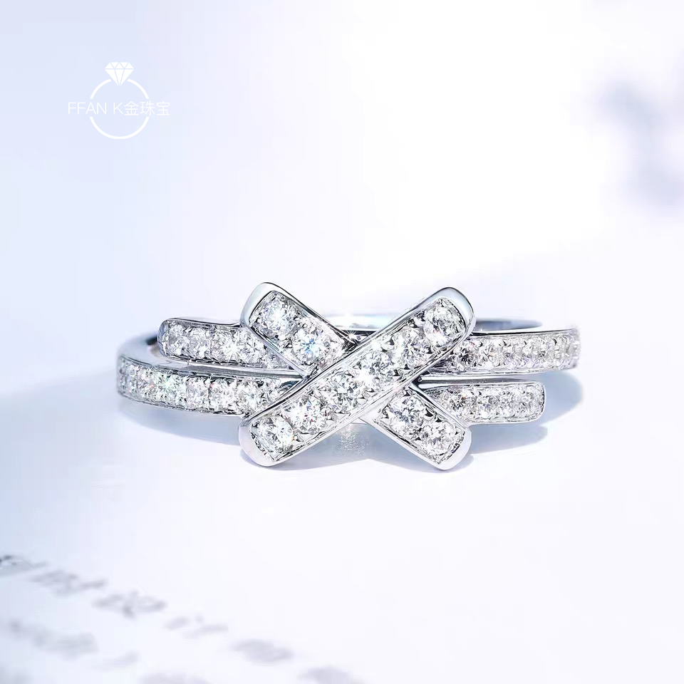 PT950 platinum ring women's volleyball ring group moissanite D color X parallel row diamond female ring 18k gold simulation diamond ring