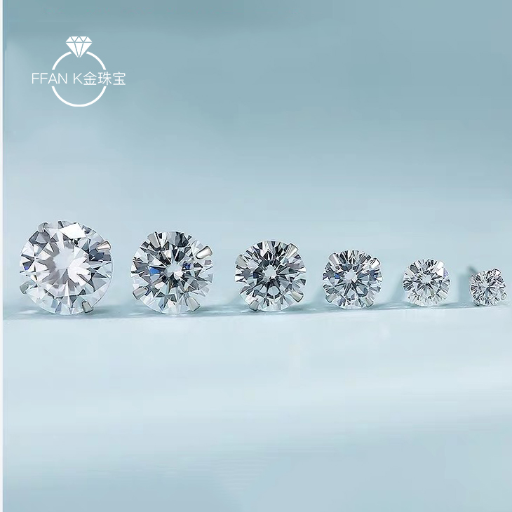 PT950 platinum earrings 18k gold ear studs female moissanite four-claw simulation diamond white gold men's and women's same ear studs