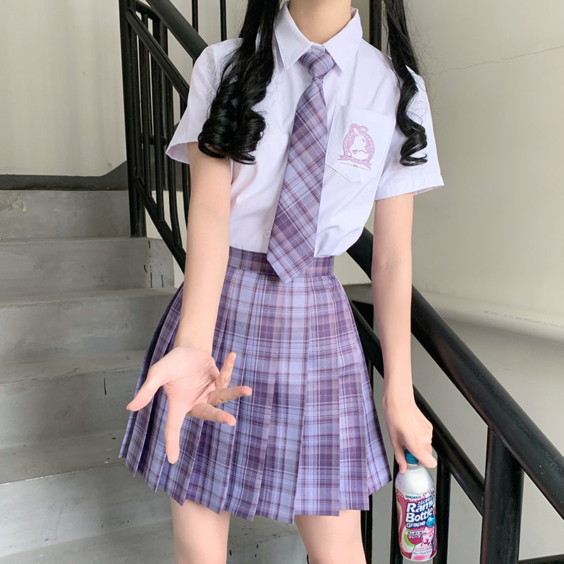 (Grape soda)spot drop purple short skirt original JK uniform skirt Pleated skirt Summer e-sports girl student