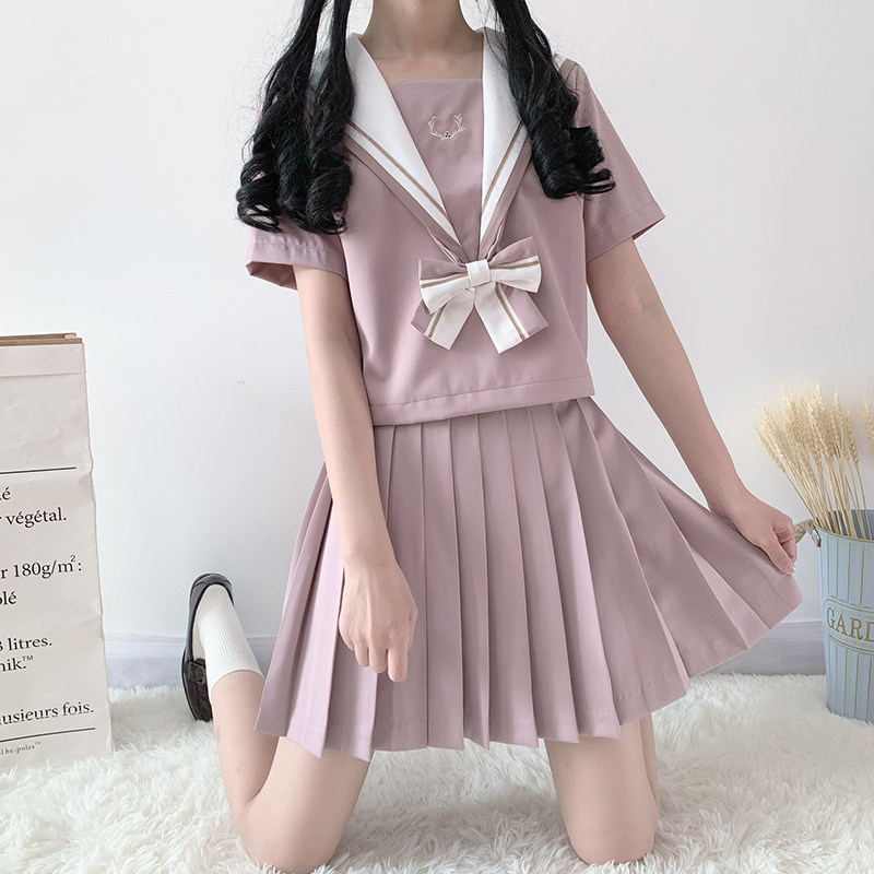 (Lu Ming)Spot original orthodox jk uniform skirt genuine suit Full sailor suit pleated skirt school uniform summer