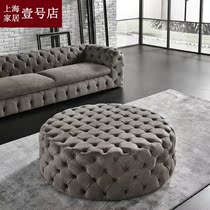 American light luxury technology cloth shoe stool clothing store sofa stool leather Pier cloakroom stool round foot stool
