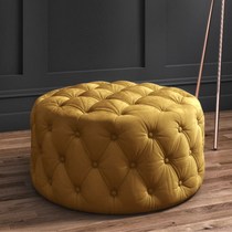 Light luxury living room cloakroom sofa stool clothing store rest stool foot pedal stool seat round pull button flannel shoe stool