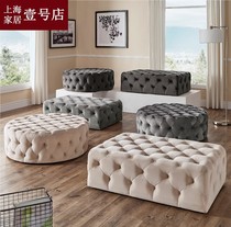 American light luxury ins velvet stool cloakroom stool clothing store Sofa Round Pier bedroom bed tail stool