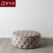 American light luxury velvet fabric shoe changing stool coat room stool clothing store Sofa Round storage stool storage stool