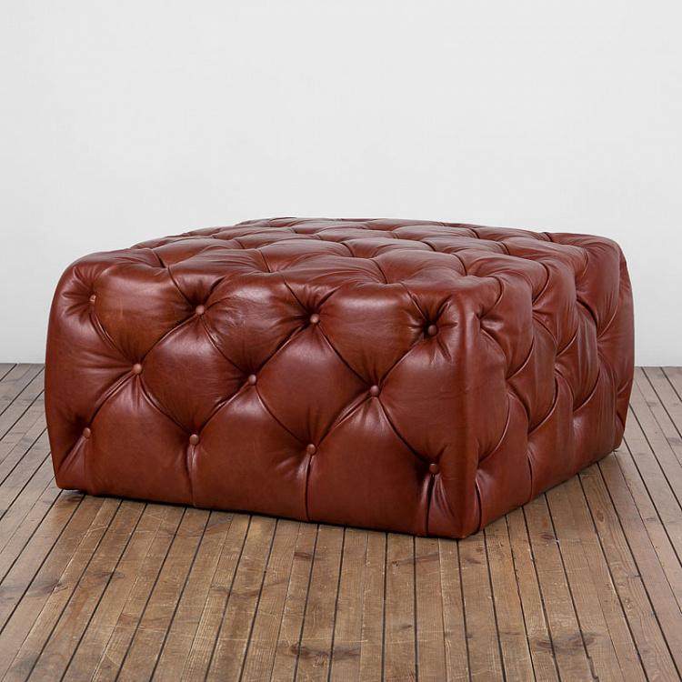 American wine red genuine leather swapped shoes stool retro cloakroom stool square couch stool parlour livingroom Bull Leather Mound Foot