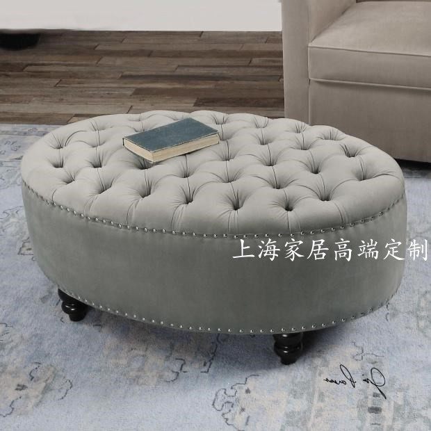 Nordic light luxury simple cloakroom fabric changing shoe stool bench oval leather pier clothing store sofa small footstool