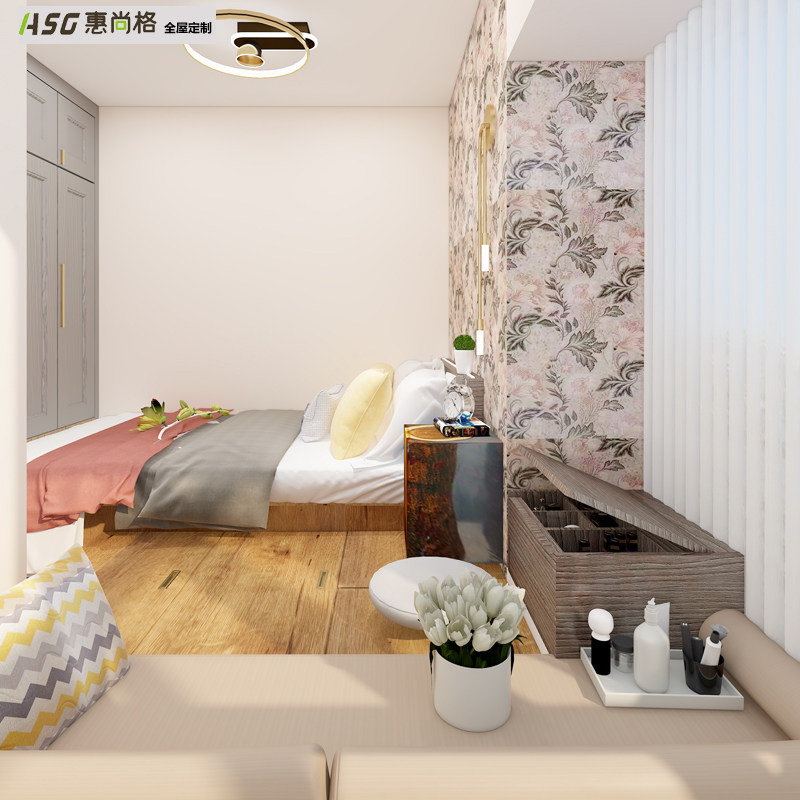 Wheishang Hong Kong Bedroom Floor Terrace Containing Bed Plus Wardrobe Integrated Furniture Custom Day Style Ground Cabinet Bed Light Extravagant