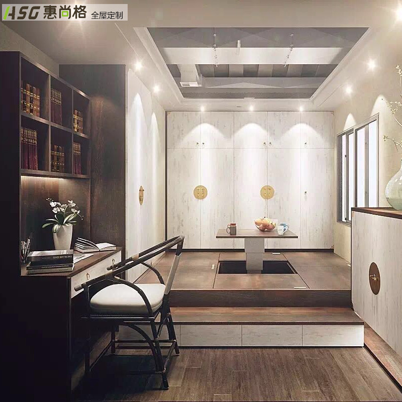 Huishang Hong Kong Chinese-style solid wood style lifting table Multi-functional tatami Custom Dingding Wardrobe Desk Shenzhen