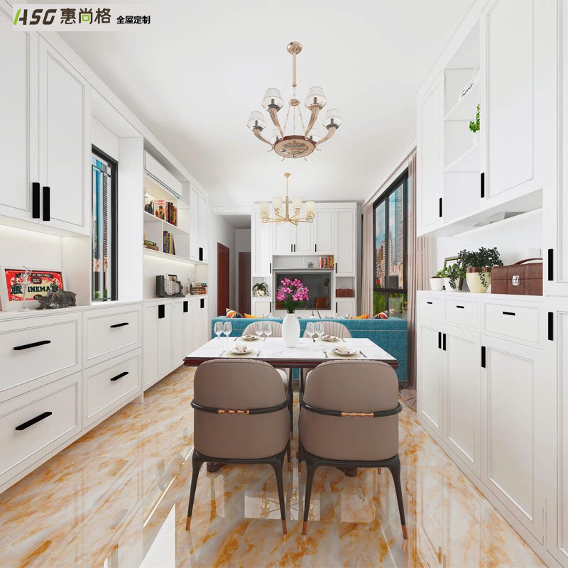 Huishanger Hong Kong whole hall TV cabinet C-shaped cabinet custom furniture dining table dining room design hanging cabinet wine cabinet living room system