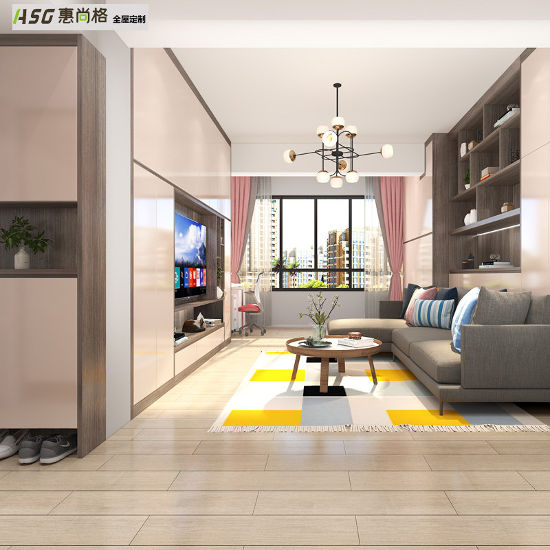 Hong Kong custom TV cabinet combination simple living room European wall cabinet TV wall cabinet shoe cabinet display cabinet sofa custom