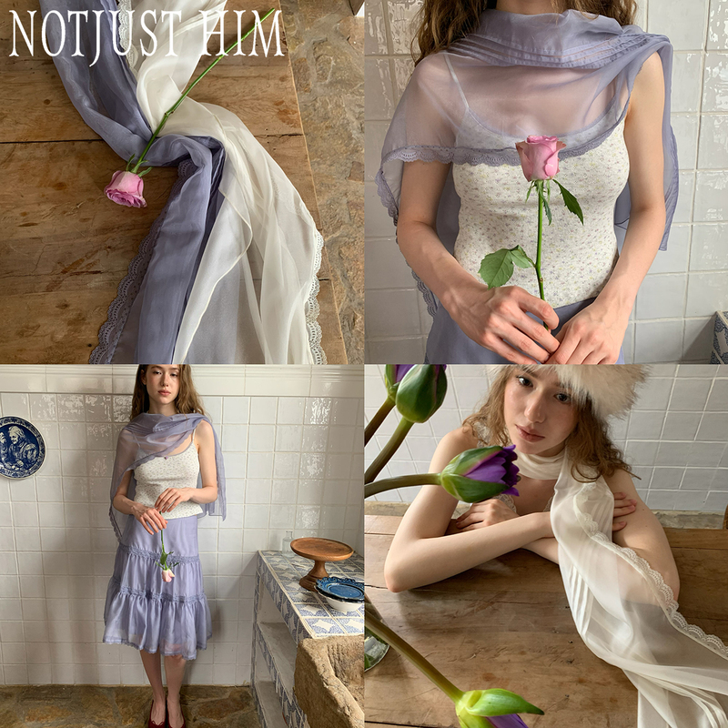 Flower Raft Notjusthim Silk Scarf, Versatile Lace Scarf for Spring and Summer, Niche Design
