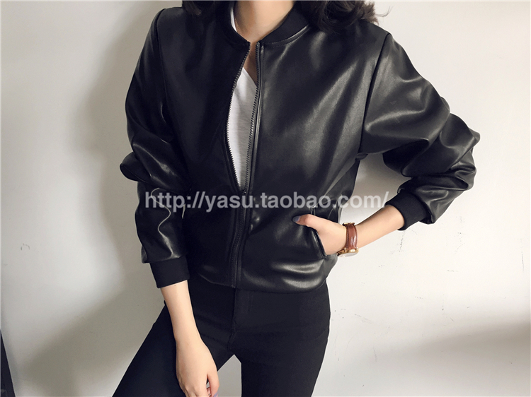 Áo khoác da nữ rộng 2018 xuân hè mới BF gió PU da bóng chày Quần áo học sinh Hàn Quốc áo khoác da thủy triều áo da lót lông