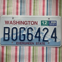 American license plate WashingtonWA State of Washington State BOG6424 foreign licence Shepherd retro prop
