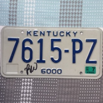 US License plate Kentucky Kentucky 7615PZ Foreign foreign collection antique metal card highway old