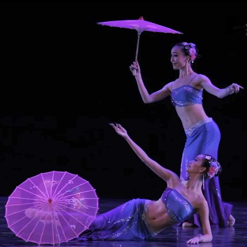 Dai Ethnic Dance Umbrella Walking Show Umbrella Dancing Umbrella Ancient Wind Crafts Umbrella Performance Walking Show Prop Umbrella Square Transparent Juan-Gauze Umbrella-Taobao