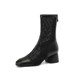 2024 Spring New Single Boots for Women, Versatile Black Slim Mesh Boots, Breathable Hollow Boots, Summer Medium Heel, Thick Heel Short Boots