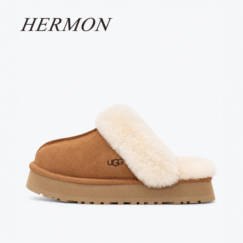 Ugg Disquette 1122550-Che Women's Thick-Soled Closed-Toe Wool Warm Slippers in Chestnut Brown
