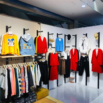 Clothing store shelves display shelves on the wall steel frame column combination Wall-mounted island rack mens and womens hangers creative