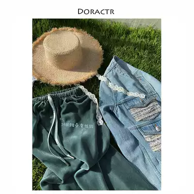 DORACTR21 row minimalist seamless stock good cut mulberry silk velvet wide leg pants hit silk satin waist rope