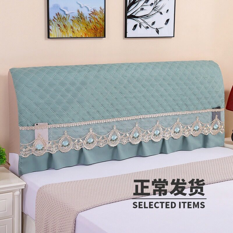 All-inclusive bedside cover elastic soft bag quilted thick dust cover 1 5 meters 1 8 solid wood bedside back bed bag