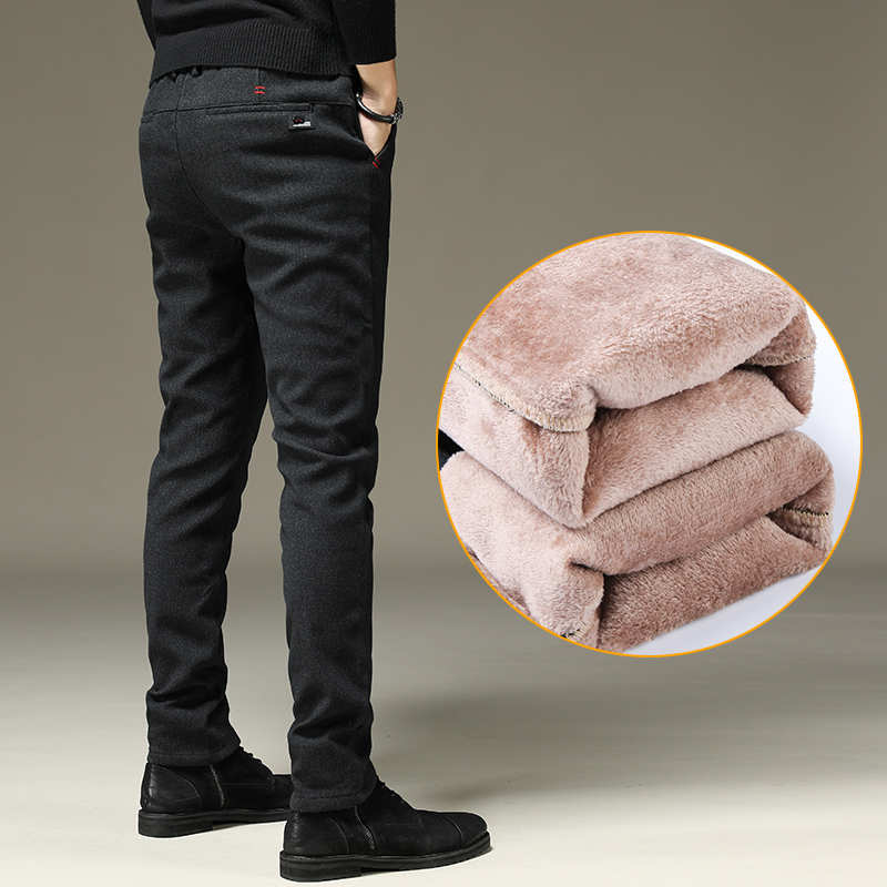 Pants men in autumn winter plus thickening tide straight tube recreational trousers wore warm loose cotton pants winter dress