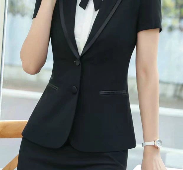 1507 vần điệu 2019 mùa xuân và mùa hè Váy ngắn tay chuyên nghiệp dành cho nữ - Business Suit bộ vest chân váy