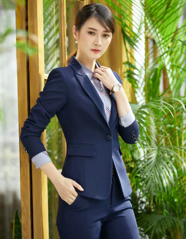 508 vần điệu 2019 đầm dài tay mùa thu và tay dài chuyên nghiệp mặc quần yếm nữ - Business Suit áo vest nữ hàng nào đẹp