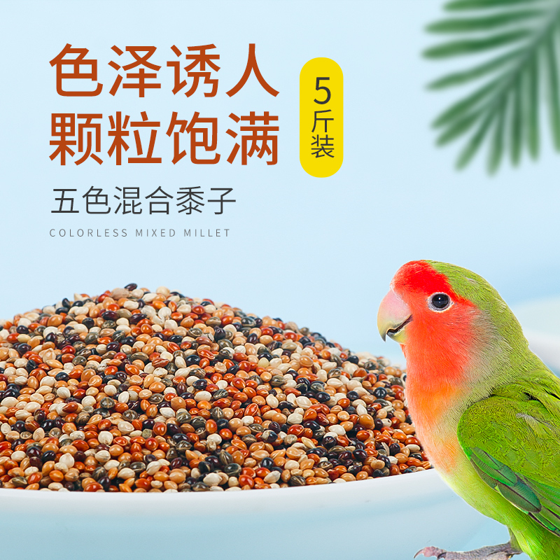 Xingxing Wen black-and-white red and yellow green millet 5 color mixed tiger leather parrot bird food and bird feed 5 catty 137