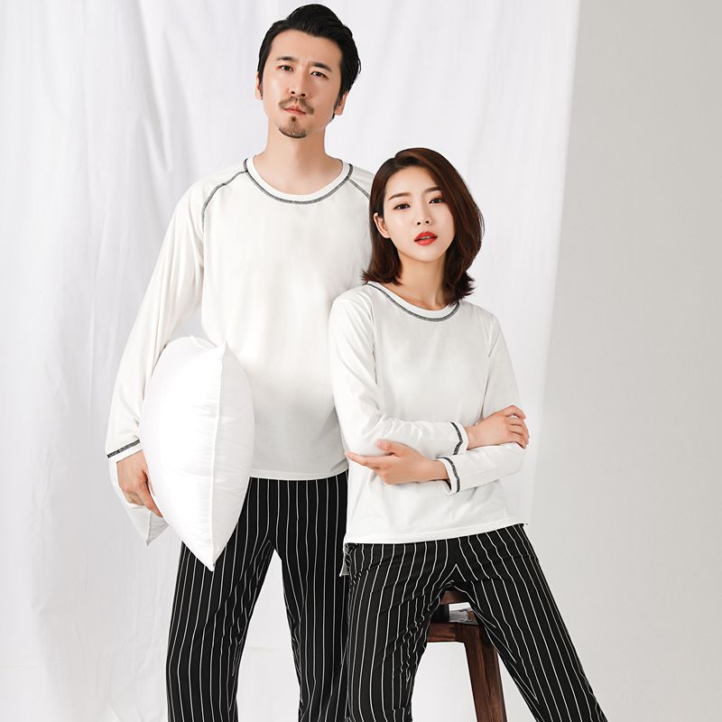 Spring Fall Couples Sleepwear Women's Moms Long Sleeve Autumn Winter Pure Cotton Men's Home Clothing Full Cotton Mid-Year Winter Money Extras