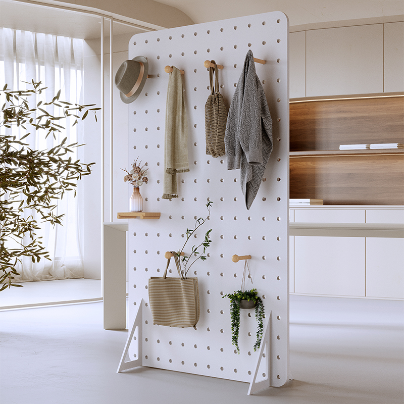 Solid Wood Japanese-Style Screen Partition, Nordic Living Room Decoration, Modern Minimalist Entryway Floor-To-Ceiling Perforated Board, No Drilling Required