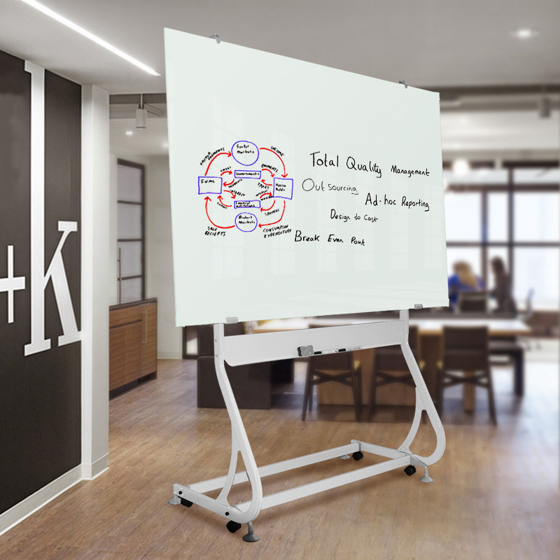 Magnetic Tempered Glass Whiteboard Bracket Mobile Training Conference Message Board Office Note Board Kanban Vertical Teaching Home Writing Board Blackboard Can Be Erased Mobile Whiteboard Announcement Plan Board