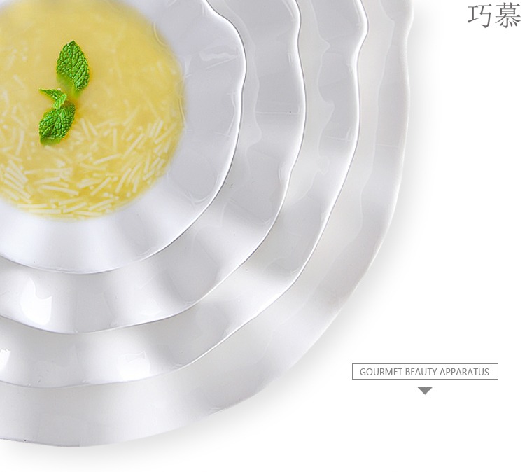 Qiao mu lotus leaf dish food dish pure white ceramic shallow plate of spaghetti western disc plate snack plate of fruit