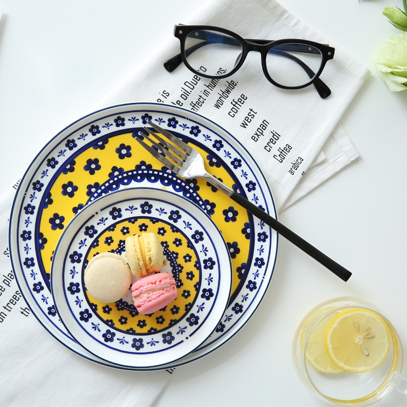 Qiao mu CDW life be beautiful like summer flowers, hand - made ceramic disc flat steak plate of western - style food tableware PZ - 72 plate