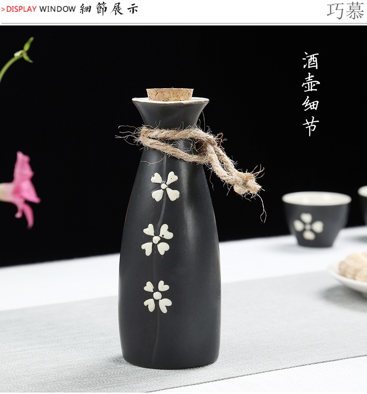 Qiao mu hand - made sakura, hip ceramic wine suits for Japanese wine and liquor pot temperature wine pot 3 two hip flask of Chinese style