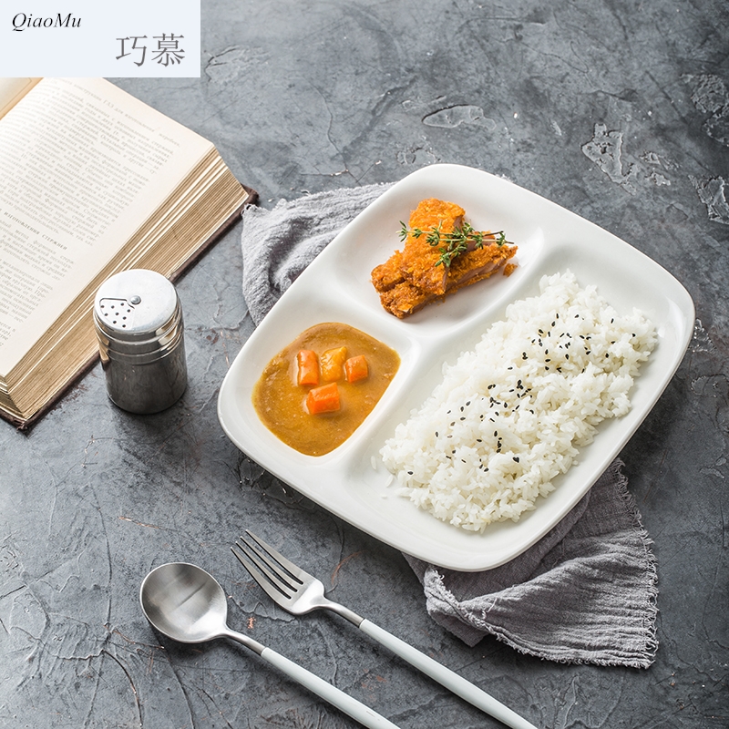 Qiam artful creative points for pure white ceramic plate tray was home three tray was fast food restaurant breakfast tray plate of Jane