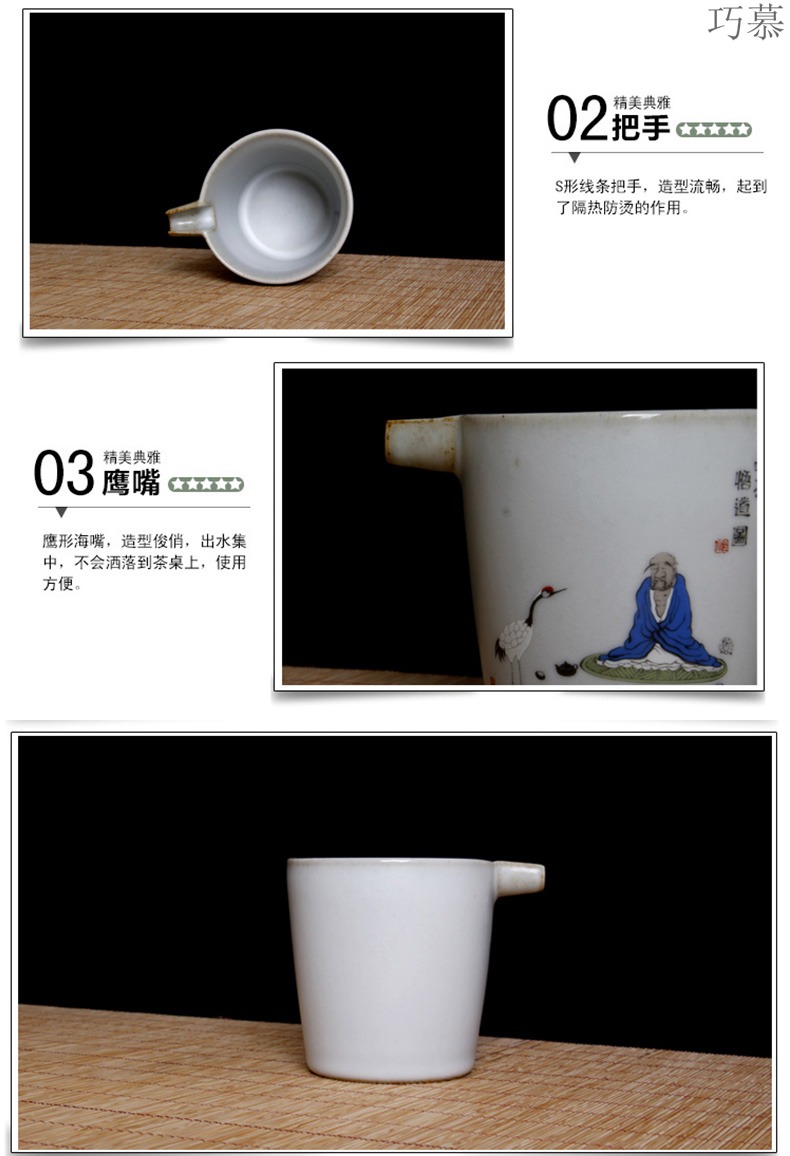 Qiao MuMing is guanyao tureen large hand - made porcelain ceramic three cups of black tea hand grasp pot of tea