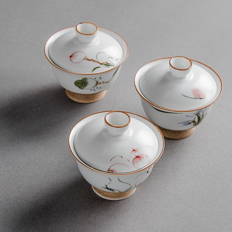 Qiao mu hand - made up tureen tea set large ceramic bowl three inferior smooth new one the bowl to bowl tea cup