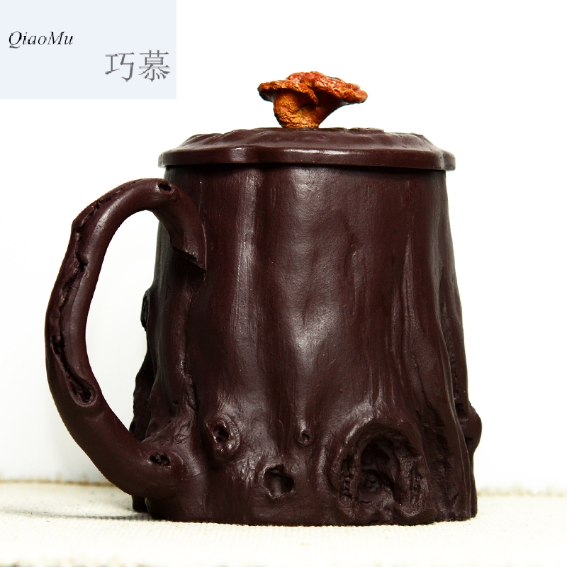 Qiao mu QD high - end hand purple cover cup cup run of mine ore old purple clay deadwood ganoderma lucidum stump boutique office make tea