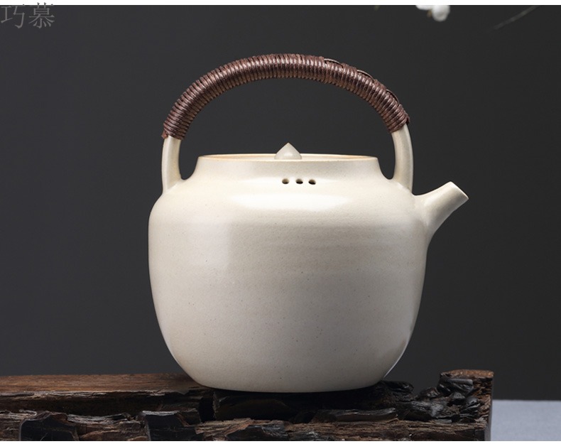 Qiao mu kettle jingdezhen TaoMingTang soda glaze tea set single pot of household electrical TaoLu girder pot of white clay ceramic POTS