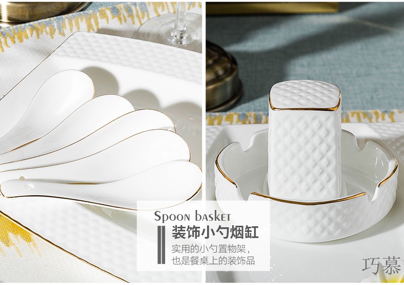 Qiao mu jingdezhen European dishes suit household ipads China dinner set bowl chopsticks ceramics plate combination of Chinese style